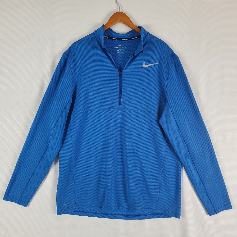 Nike Golf Men's XL AeroReact 1/2 Zip Long Sleeved Pullover Top Blue